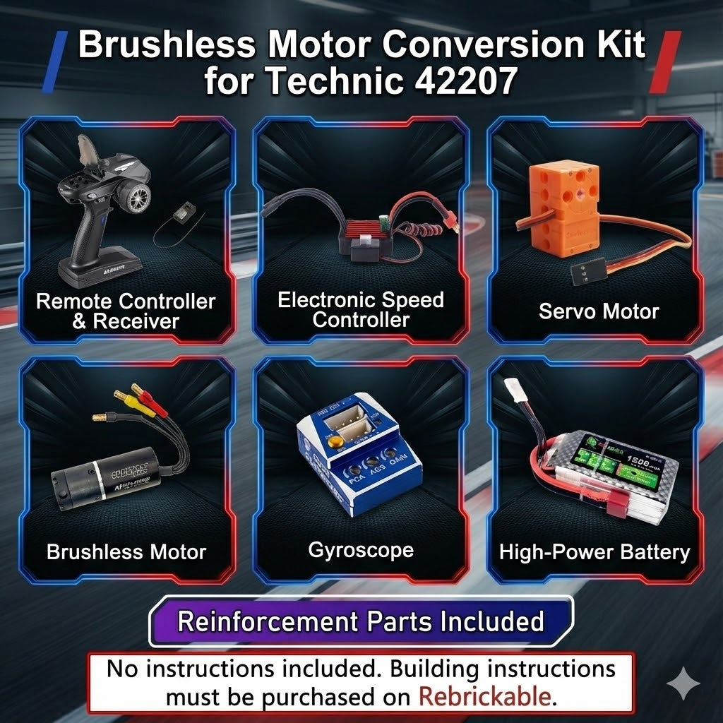 LEGO Technic 42207 Ferrari SF-24 F1 Brushless Motor RC Conversion Kit (No Instructions Included)